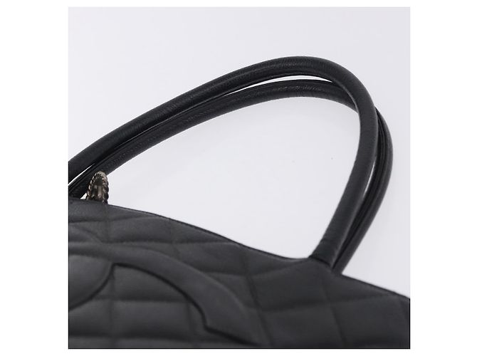 Borsa Tote CHANEL Matelasse Reprint in pelle Caviar Nero Argento CC Auth 200753V - vista 8
