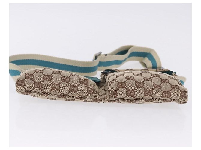 Riñonera GUCCI GG Canvas Sherry Line Beige Silver 28566 Auth 202696A Plata - vista 12