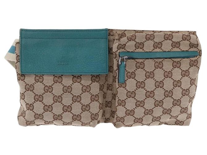 Riñonera GUCCI GG Canvas Sherry Line Beige Silver 28566 Auth 202696A Plata - vista 2