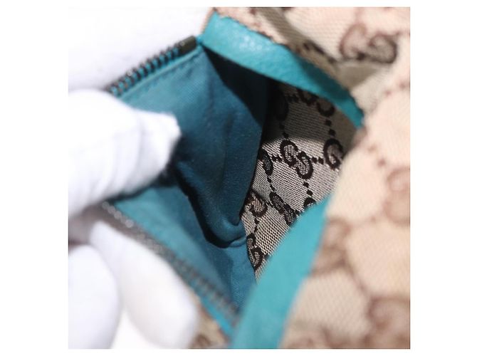 Riñonera GUCCI GG Canvas Sherry Line Beige Silver 28566 Auth 202696A Plata - vista 22