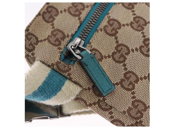 Riñonera GUCCI GG Canvas Sherry Line Beige Silver 28566 Auth 202696A Plata - vista 24
