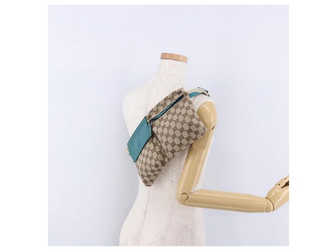 Riñonera GUCCI GG Canvas Sherry Line Beige Silver 28566 Auth 202696A Plata - vista 27