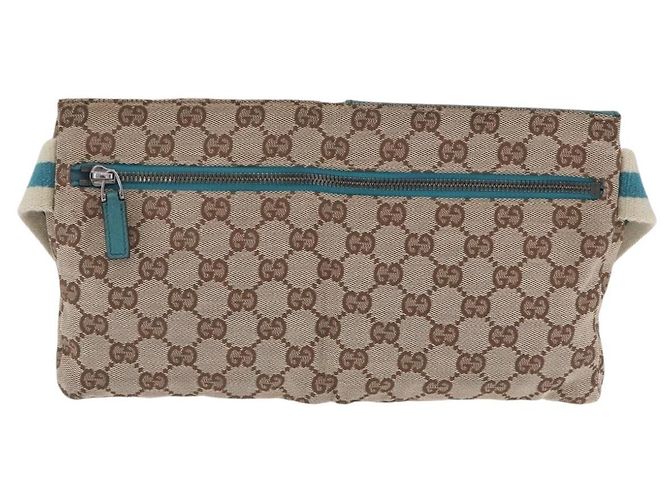 Riñonera GUCCI GG Canvas Sherry Line Beige Silver 28566 Auth 202696A Plata - vista 3