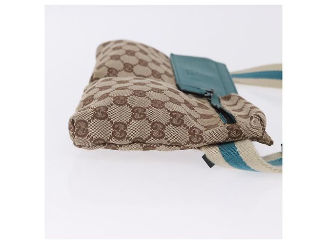 Riñonera GUCCI GG Canvas Sherry Line Beige Silver 28566 Auth 202696A Plata - vista 4
