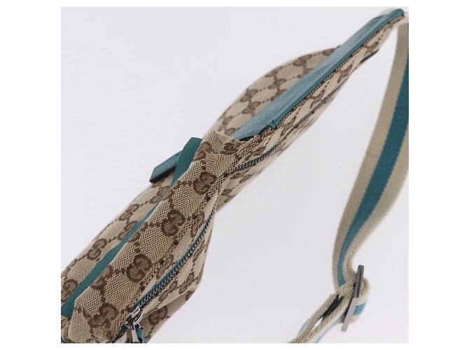Riñonera GUCCI GG Canvas Sherry Line Beige Silver 28566 Auth 202696A Plata - vista 6