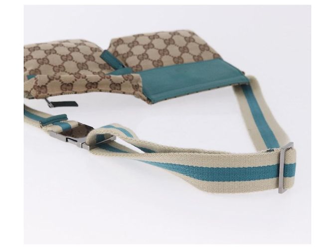 Riñonera GUCCI GG Canvas Sherry Line Beige Silver 28566 Auth 202696A Plata - vista 7