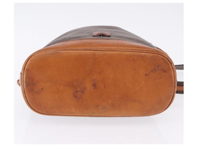 Céline Borsa a tracolla CELINE Macadam Canvas PVC Pelle Marrone Oro Auth 203425 D'oro - vista 11