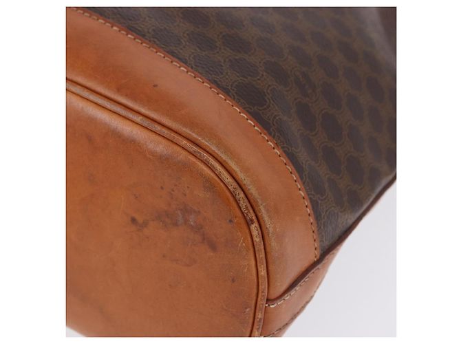Céline Borsa a tracolla CELINE Macadam Canvas PVC Pelle Marrone Oro Auth 203425 D'oro - vista 14