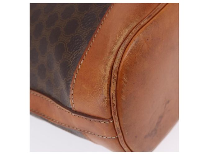 Céline Borsa a tracolla CELINE Macadam Canvas PVC Pelle Marrone Oro Auth 203425 D'oro - vista 15
