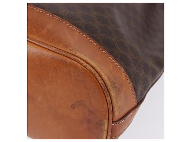 Céline Borsa a tracolla CELINE Macadam Canvas PVC Pelle Marrone Oro Auth 203425 D'oro - vista 16
