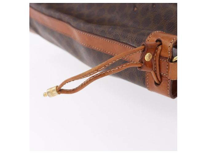 Céline Borsa a tracolla CELINE Macadam Canvas PVC Pelle Marrone Oro Auth 203425 D'oro - vista 17