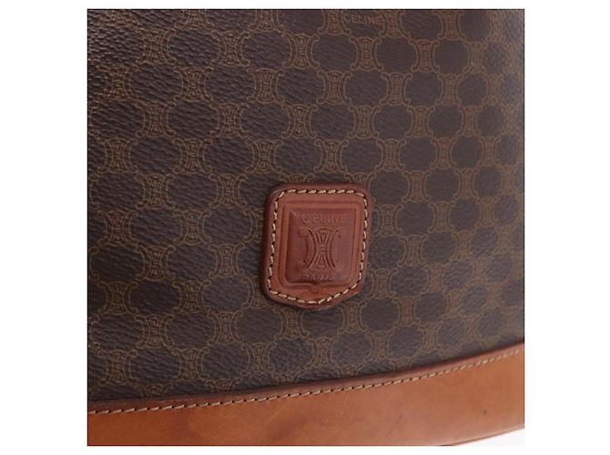 Céline Borsa a tracolla CELINE Macadam Canvas PVC Pelle Marrone Oro Auth 203425 D'oro - vista 18