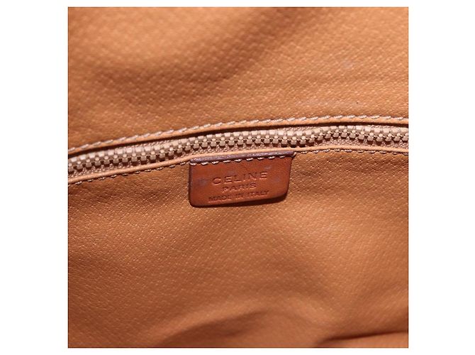Céline Borsa a tracolla CELINE Macadam Canvas PVC Pelle Marrone Oro Auth 203425 D'oro - vista 19