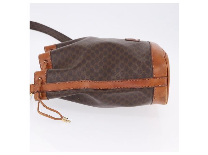 Céline Borsa a tracolla CELINE Macadam Canvas PVC Pelle Marrone Oro Auth 203425 D'oro - vista 6