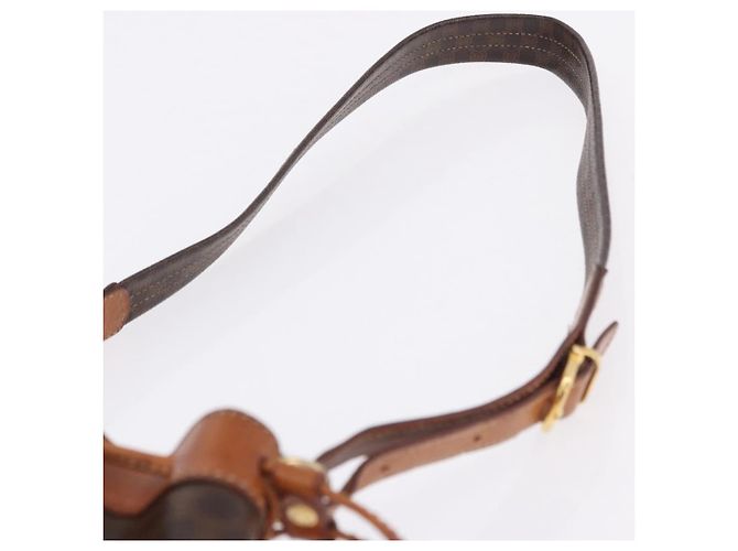 Céline Borsa a tracolla CELINE Macadam Canvas PVC Pelle Marrone Oro Auth 203425 D'oro - vista 9