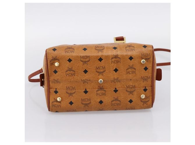 Borsa MCM Logogram Vicetos Boston Bag PVC Leather 2way Brown Gold Auth 203004 Marrone D'oro - vista 11