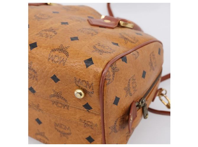 Borsa MCM Logogram Vicetos Boston Bag PVC Leather 2way Brown Gold Auth 203004 Marrone D'oro - vista 14