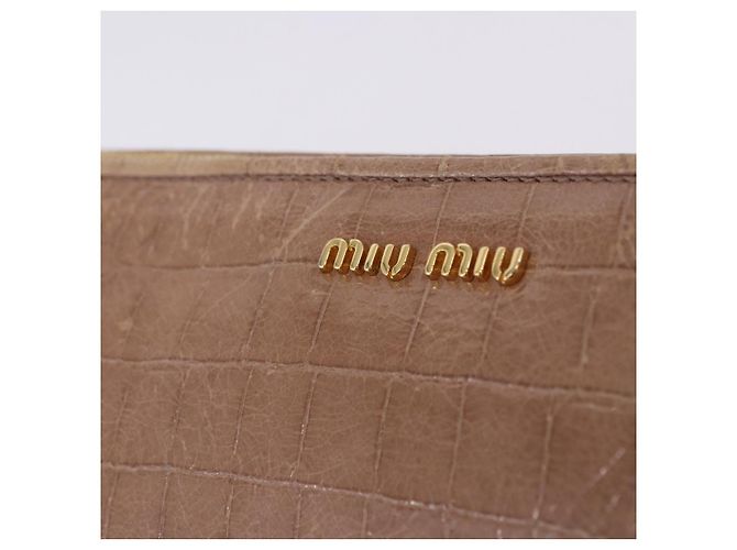 Borsa Clutch Miu Miu Pelle Beige Oro Auth 203407A D'oro - vista 18