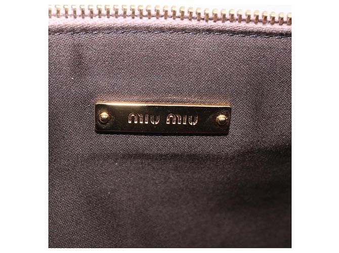 Borsa Clutch Miu Miu Pelle Beige Oro Auth 203407A D'oro - vista 19