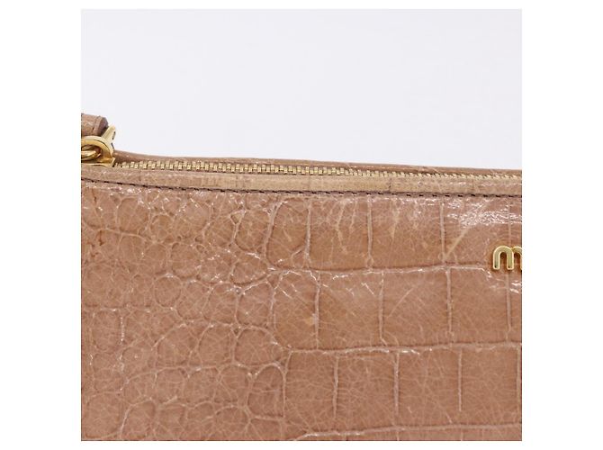 Borsa Clutch Miu Miu Pelle Beige Oro Auth 203407A D'oro - vista 2