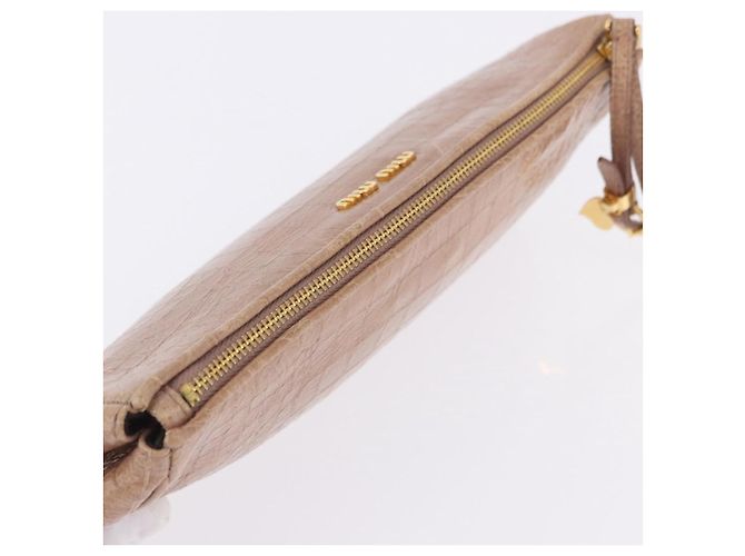 Borsa Clutch Miu Miu Pelle Beige Oro Auth 203407A D'oro - vista 9