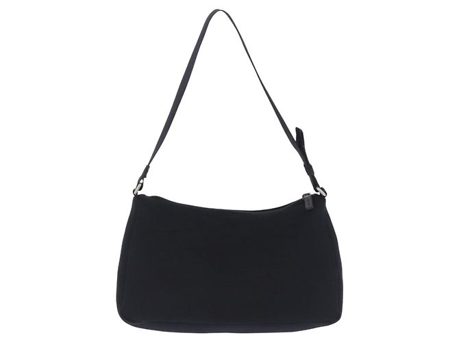 Miu Miu Schultertasche Nylon Black Silver Auth mr2866A Schwarz Silber - Ansicht 2