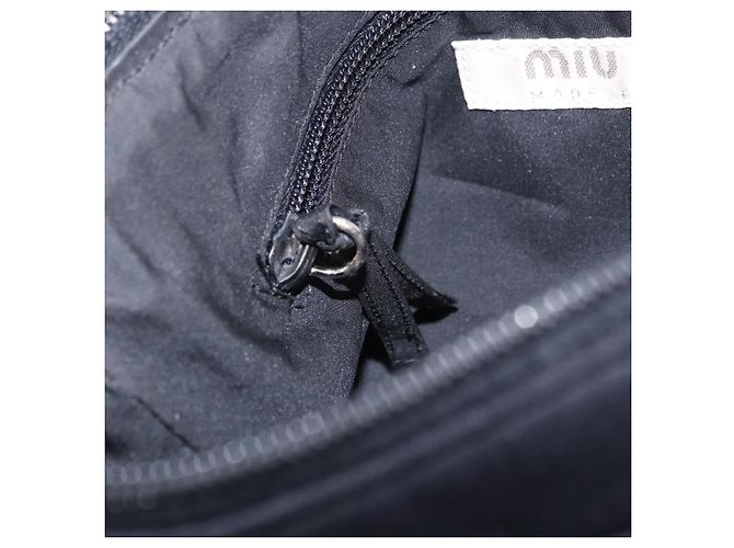 Miu Miu Schultertasche Nylon Black Silver Auth mr2866A Schwarz Silber - Ansicht 22