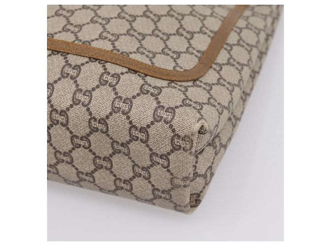 Borsa Tote GUCCI GG Plus Supreme Web Sherry Line PVC Beige Oro Auth 203128 D'oro - vista 10