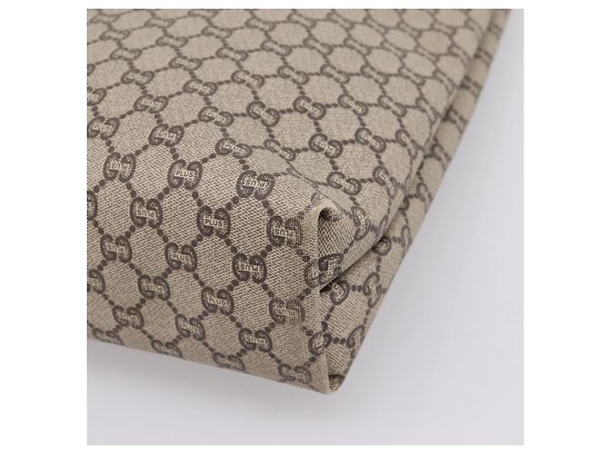 Borsa Tote GUCCI GG Plus Supreme Web Sherry Line PVC Beige Oro Auth 203128 D'oro - vista 12