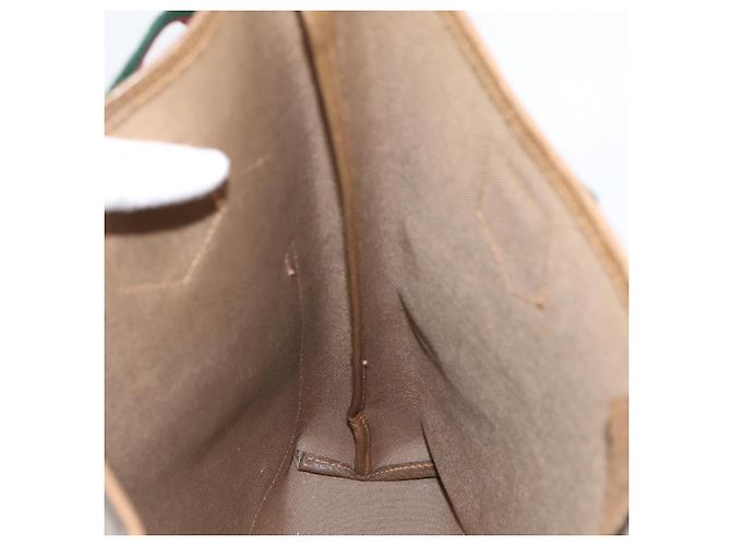 Borsa Tote GUCCI GG Plus Supreme Web Sherry Line PVC Beige Oro Auth 203128 D'oro - vista 17