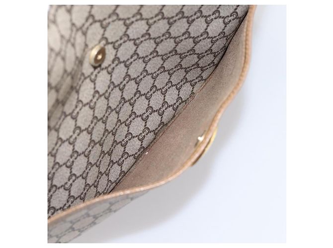Borsa Tote GUCCI GG Plus Supreme Web Sherry Line PVC Beige Oro Auth 203128 D'oro - vista 18