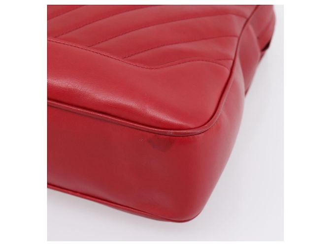 Borsa CHANEL V stitch in pelle d'agnello rossa e oro CC Auth 203141 Rosso D'oro - vista 10