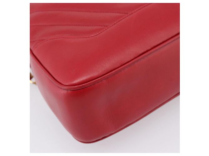 Borsa CHANEL V stitch in pelle d'agnello rossa e oro CC Auth 203141 Rosso D'oro - vista 11