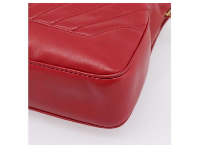 Borsa CHANEL V stitch in pelle d'agnello rossa e oro CC Auth 203141 Rosso D'oro - vista 12