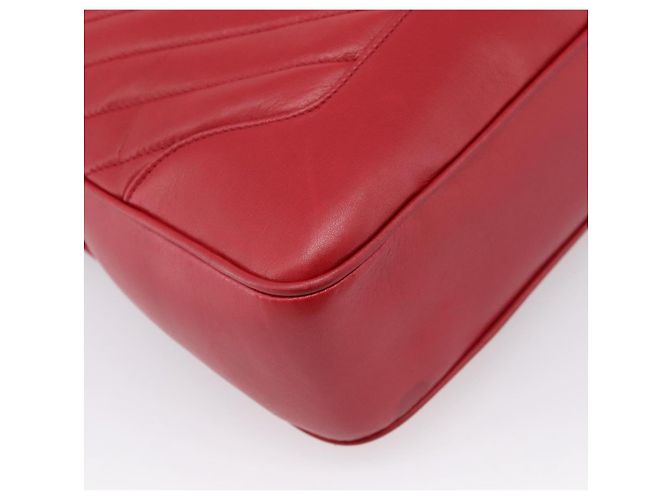 Borsa CHANEL V stitch in pelle d'agnello rossa e oro CC Auth 203141 Rosso D'oro - vista 13