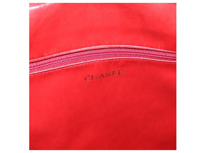 Borsa CHANEL V stitch in pelle d'agnello rossa e oro CC Auth 203141 Rosso D'oro - vista 16