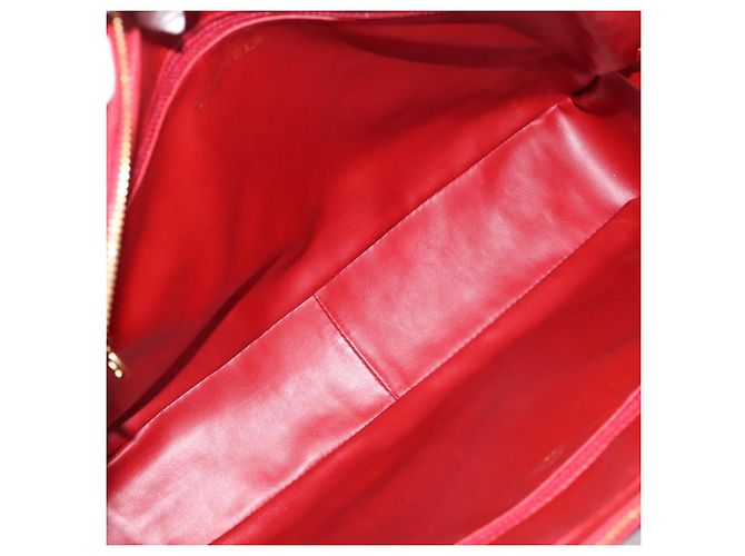 Borsa CHANEL V stitch in pelle d'agnello rossa e oro CC Auth 203141 Rosso D'oro - vista 17