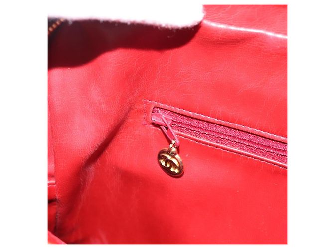 Borsa CHANEL V stitch in pelle d'agnello rossa e oro CC Auth 203141 Rosso D'oro - vista 20