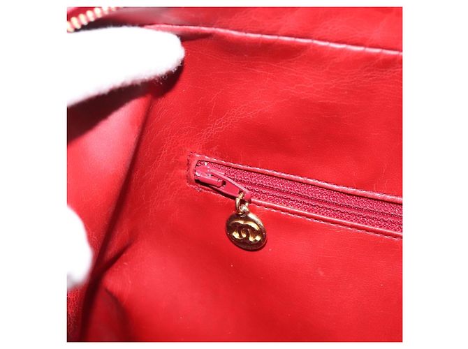 Borsa CHANEL V stitch in pelle d'agnello rossa e oro CC Auth 203141 Rosso D'oro - vista 22