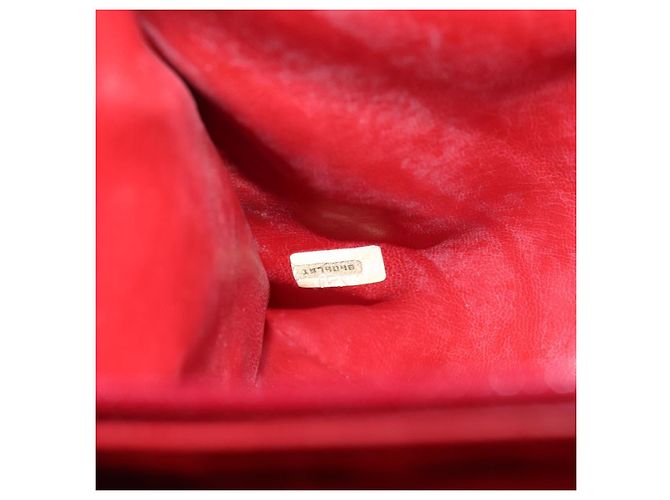 Borsa CHANEL V stitch in pelle d'agnello rossa e oro CC Auth 203141 Rosso D'oro - vista 24