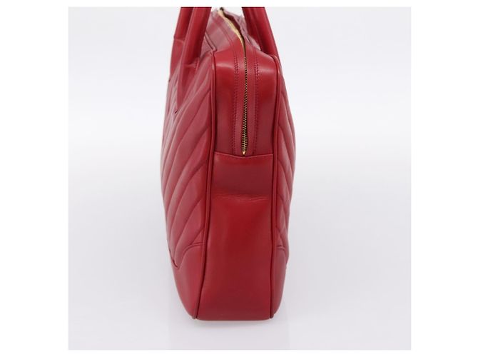 Borsa CHANEL V stitch in pelle d'agnello rossa e oro CC Auth 203141 Rosso D'oro - vista 5