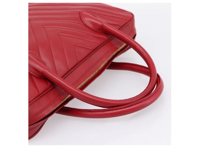 Borsa CHANEL V stitch in pelle d'agnello rossa e oro CC Auth 203141 Rosso D'oro - vista 7