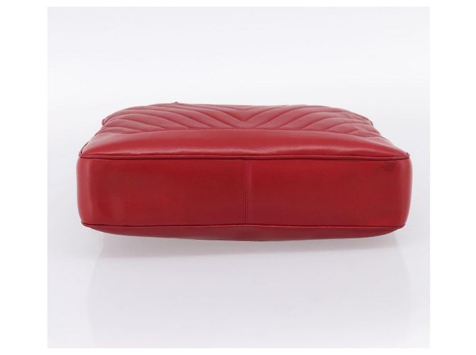 Borsa CHANEL V stitch in pelle d'agnello rossa e oro CC Auth 203141 Rosso D'oro - vista 9