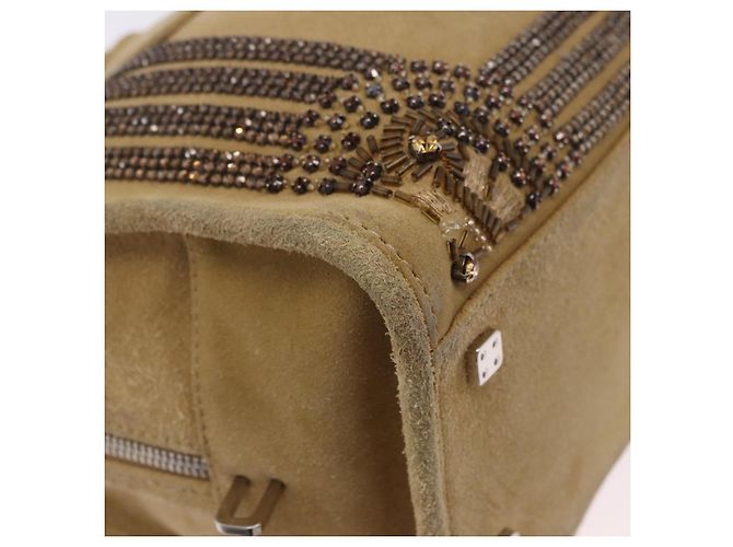 Borsa a mano LOEWE Amazona 30 in camoscio beige argento autentica 202990V - vista 16