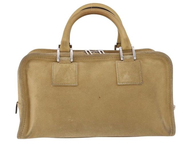 Borsa a mano LOEWE Amazona 30 in camoscio beige argento autentica 202990V - vista 2