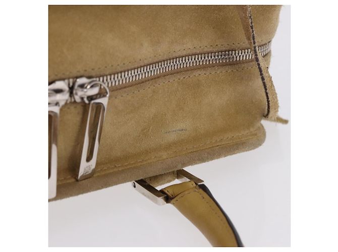 Borsa a mano LOEWE Amazona 30 in camoscio beige argento autentica 202990V - vista 7