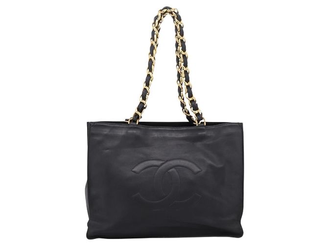 Borsa a tracolla CHANEL COCO Mark Chain in pelle nera e oro CC Auth 203441V Nero D'oro - vista 2