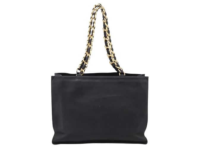 Borsa a tracolla CHANEL COCO Mark Chain in pelle nera e oro CC Auth 203441V Nero D'oro - vista 3