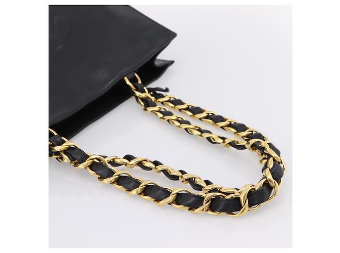 Borsa a tracolla CHANEL COCO Mark Chain in pelle nera e oro CC Auth 203441V Nero D'oro - vista 7