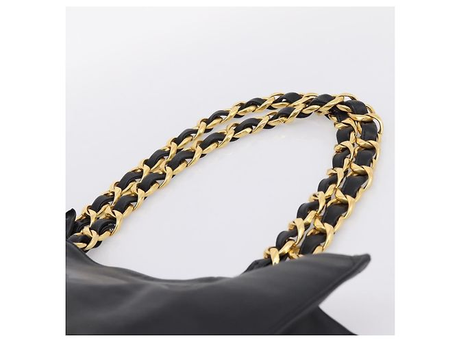 Borsa a tracolla CHANEL COCO Mark Chain in pelle nera e oro CC Auth 203441V Nero D'oro - vista 8